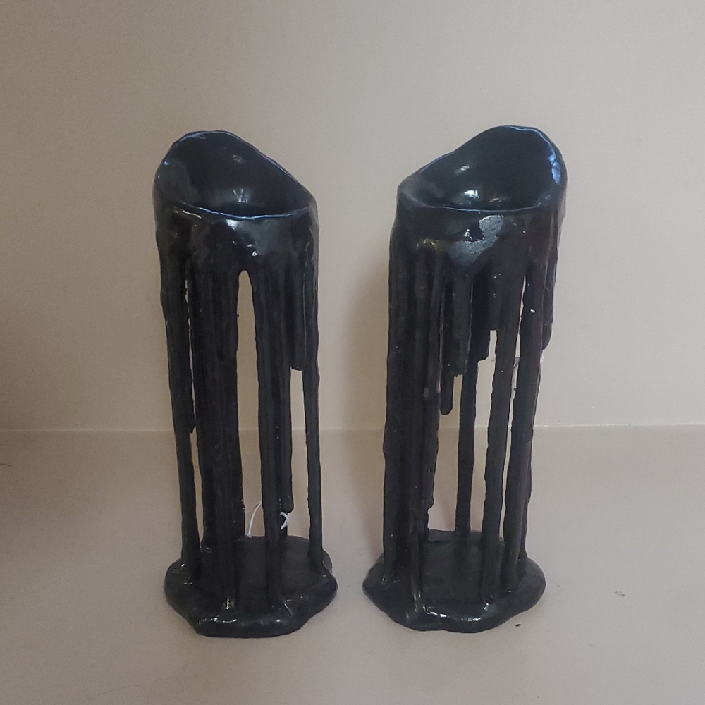 Halloween Elegant Black Drip Candle Holders